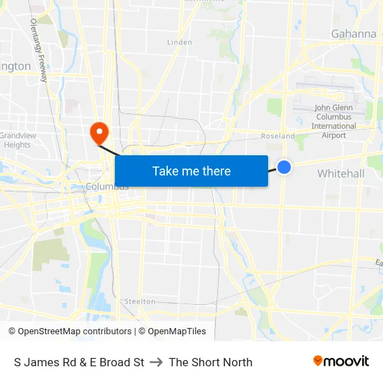 S James Rd & E Broad St to The Short North map