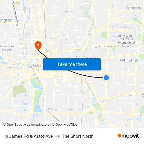S James Rd & Astor Ave to The Short North map
