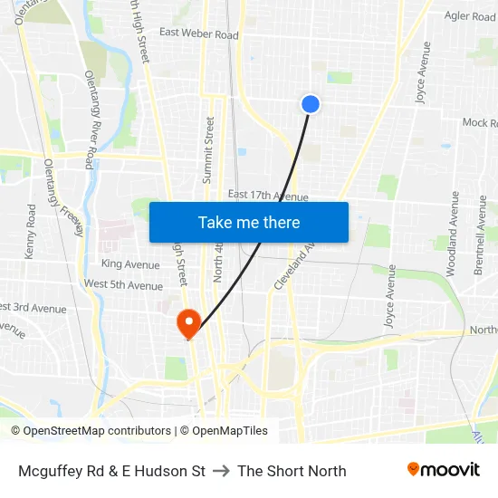 Mcguffey Rd & E Hudson St to The Short North map