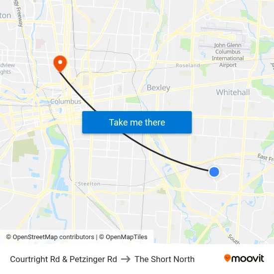 Courtright Rd & Petzinger Rd to The Short North map