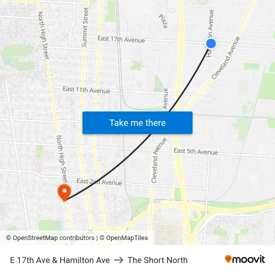 E 17th Ave & Hamilton Ave to The Short North map