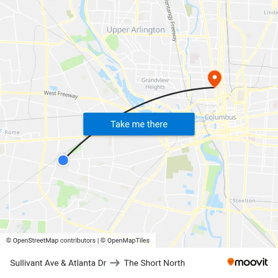Sullivant Ave & Atlanta Dr to The Short North map