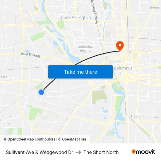 Sullivant Ave & Wedgewood Dr to The Short North map