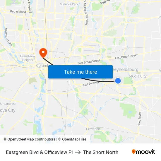 Eastgreen Blvd & Officeview Pl to The Short North map