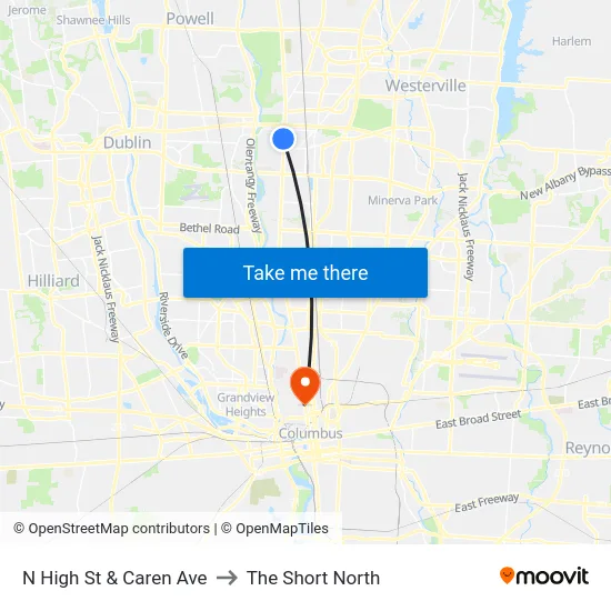 N High St & Caren Ave to The Short North map
