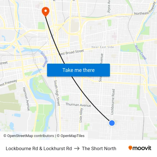 Lockbourne Rd & Lockhurst Rd to The Short North map
