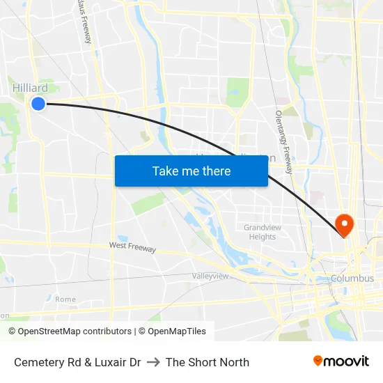 Cemetery Rd & Luxair Dr to The Short North map