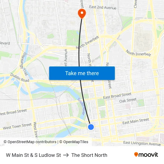 W Main St & S Ludlow St to The Short North map