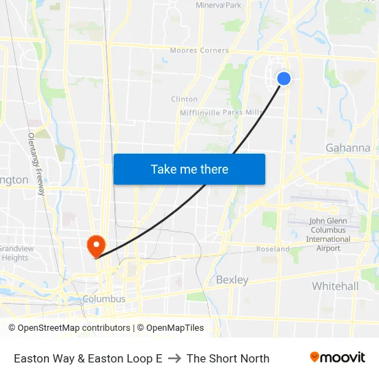 Easton Way & Easton Loop E to The Short North map