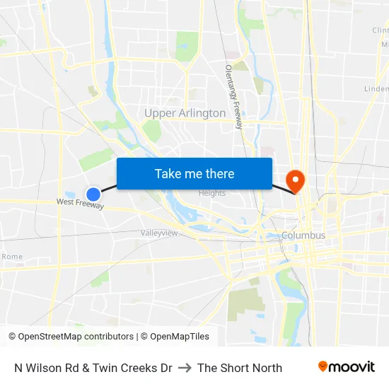 N Wilson Rd & Twin Creeks Dr to The Short North map