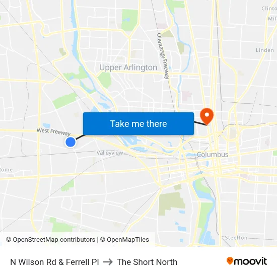 N Wilson Rd & Ferrell Pl to The Short North map