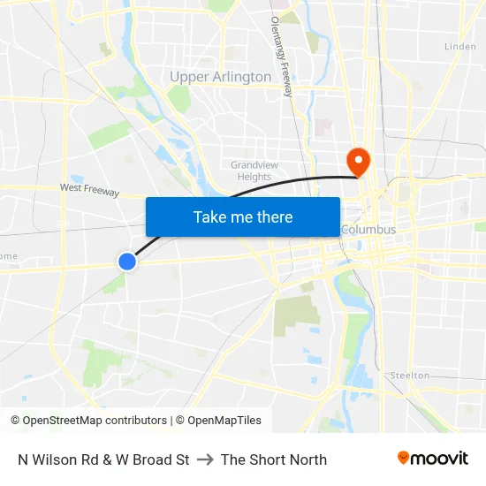 N Wilson Rd & W Broad St to The Short North map