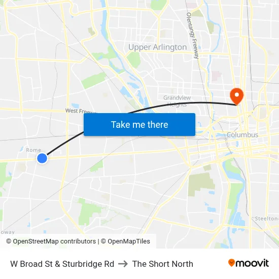 W Broad St & Sturbridge Rd to The Short North map