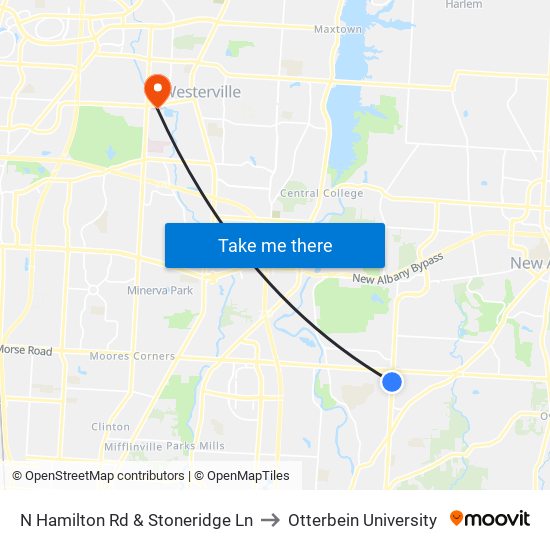 N Hamilton Rd & Stoneridge Ln to Otterbein University map