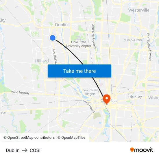 Dublin to COSI map