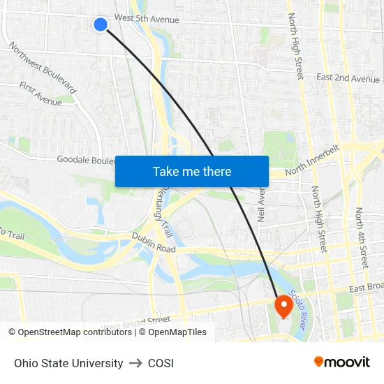 Ohio State University to COSI map