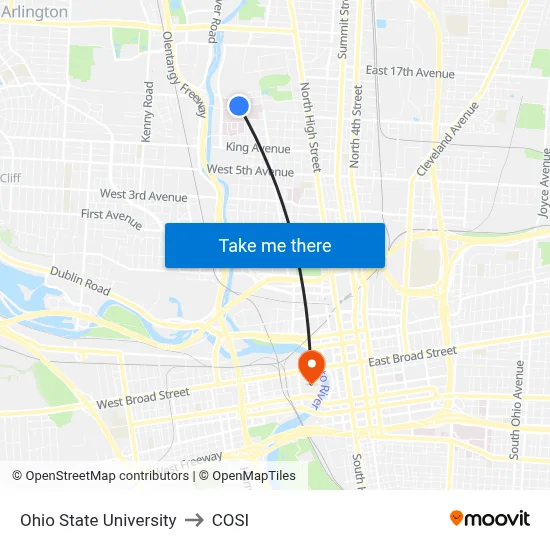 Ohio State University to COSI map