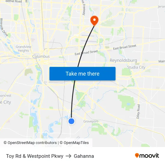 Toy Rd & Westpoint Pkwy to Gahanna map