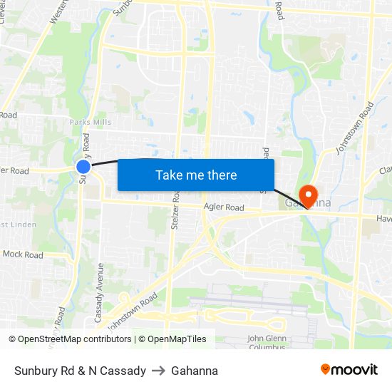 Sunbury Rd & N Cassady to Gahanna map