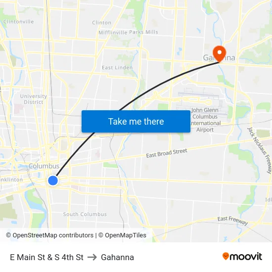 E Main St & S 4th St to Gahanna map