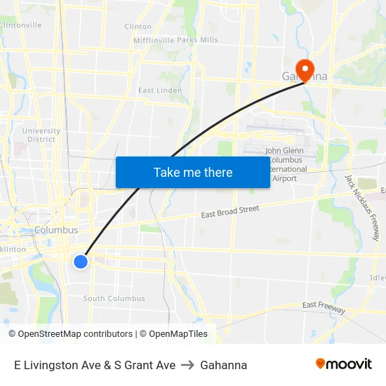E Livingston Ave & S Grant Ave to Gahanna map