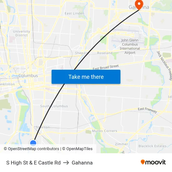 S High St & E Castle Rd to Gahanna map