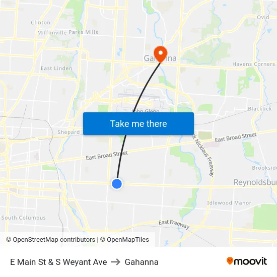 E Main St & S Weyant Ave to Gahanna map