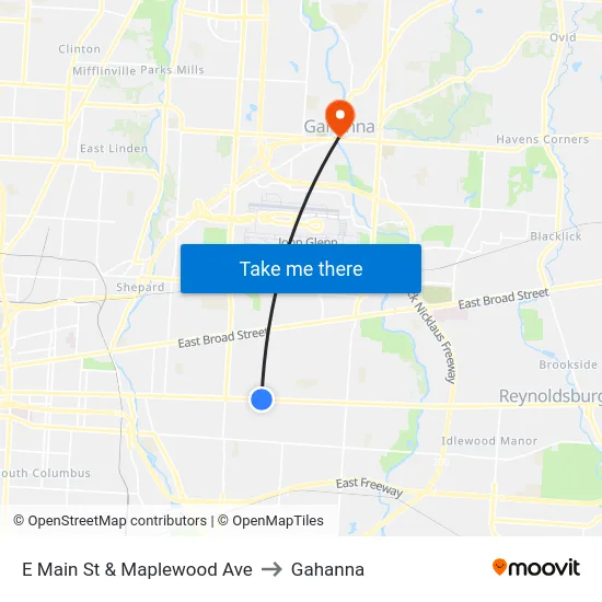 E Main St & Maplewood Ave to Gahanna map