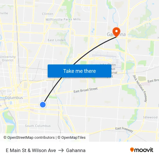 E Main St & Wilson Ave to Gahanna map