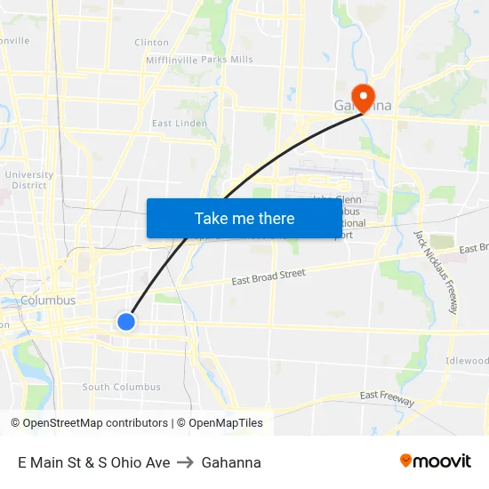 E Main St & S Ohio Ave to Gahanna map