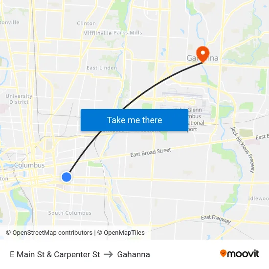 E Main St & Carpenter St to Gahanna map