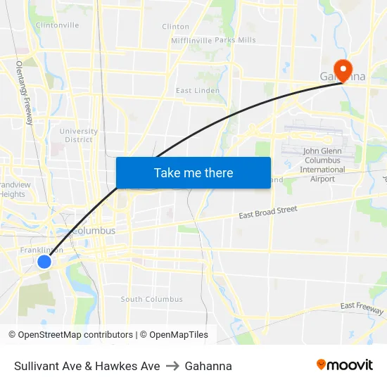 Sullivant Ave & Hawkes Ave to Gahanna map