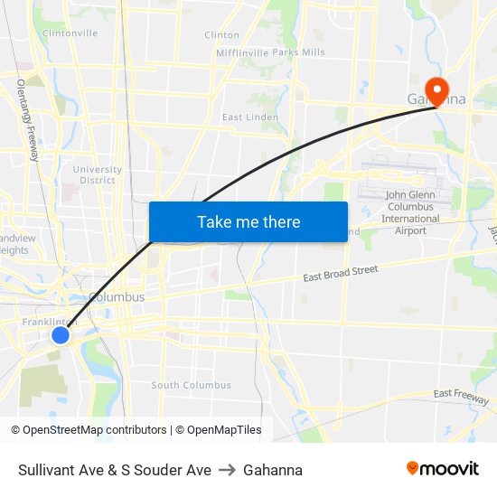 Sullivant Ave & S Souder Ave to Gahanna map