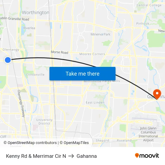 Kenny Rd & Merrimar Cir N to Gahanna map