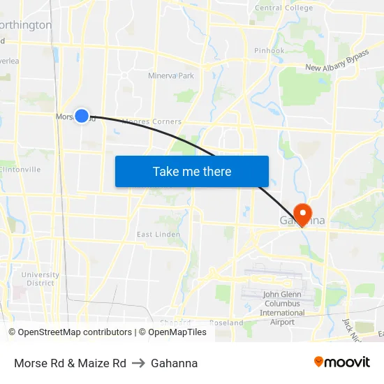 Morse Rd & Maize Rd to Gahanna map