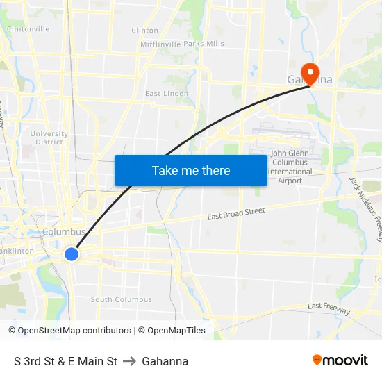 S 3rd St & E Main St to Gahanna map