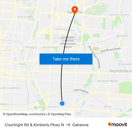 Courtright Rd & Kimberly Pkwy N to Gahanna map
