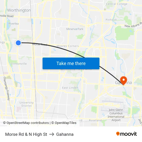 Morse Rd & N High St to Gahanna map