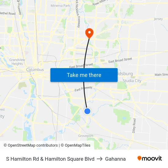 S Hamilton Rd & Hamilton Square Blvd to Gahanna map