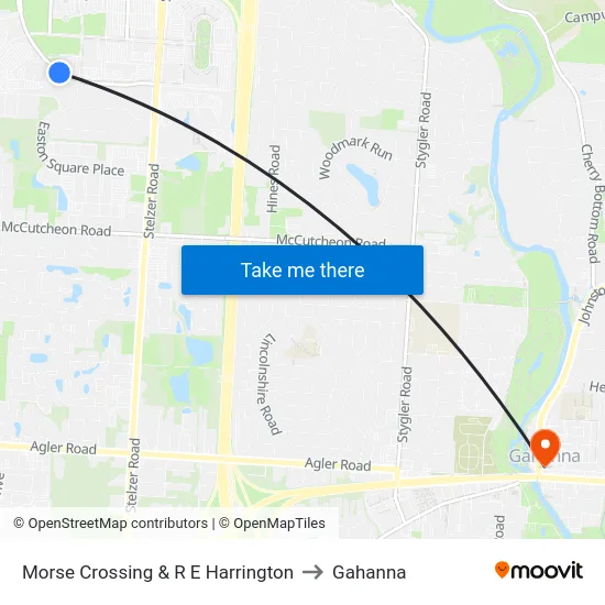 Morse Crossing & R E Harrington to Gahanna map