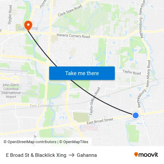 E Broad St & Blacklick Xing to Gahanna map