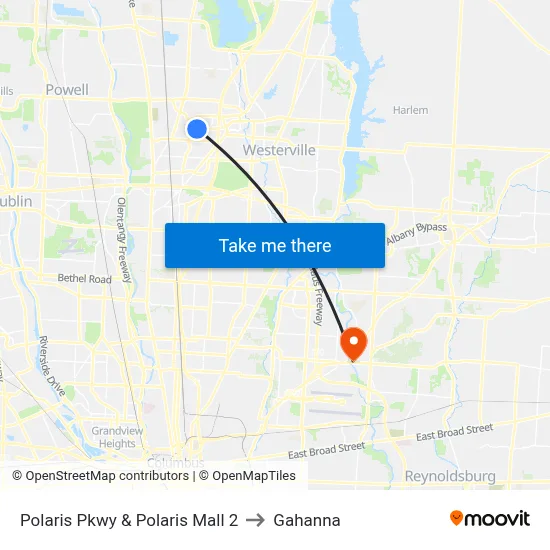 Polaris Pkwy & Polaris Mall 2 to Gahanna map