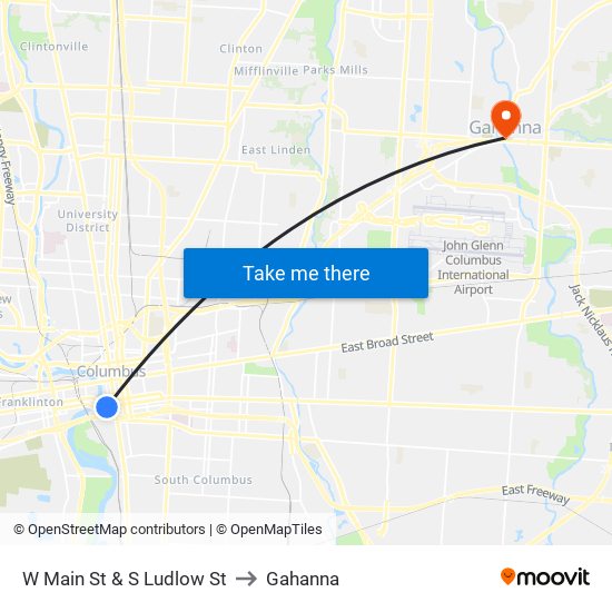 W Main St & S Ludlow St to Gahanna map