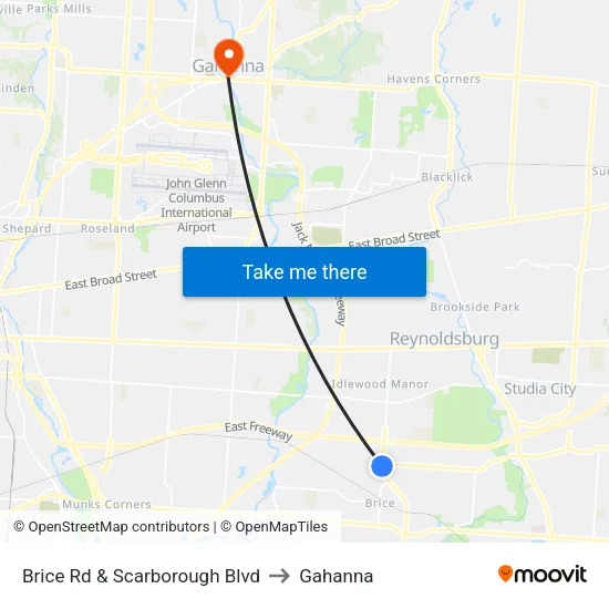 Brice Rd & Scarborough Blvd to Gahanna map