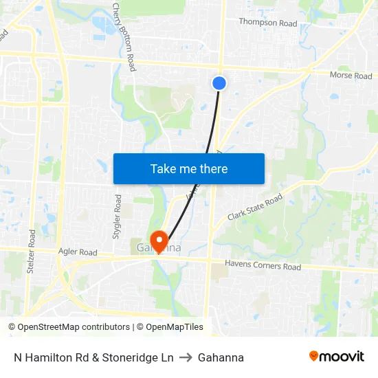 N Hamilton Rd & Stoneridge Ln to Gahanna map