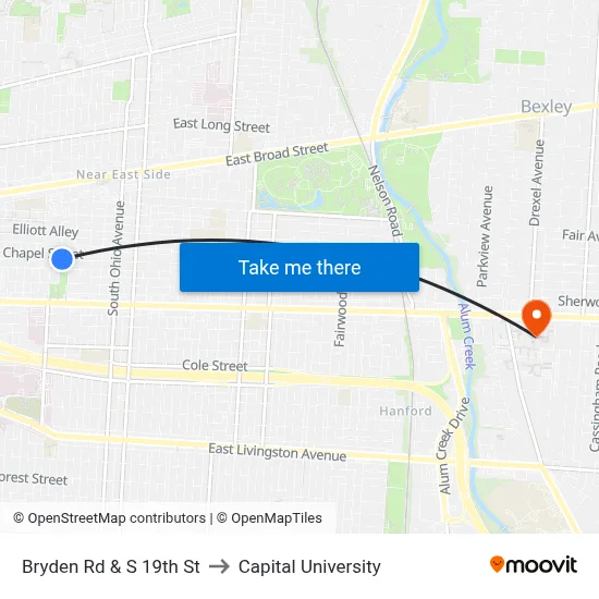 Bryden Rd & S 19th St to Capital University map