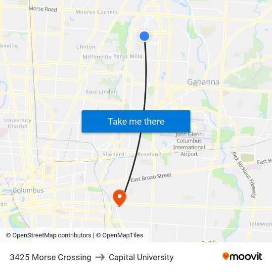 3425 Morse Crossing to Capital University map