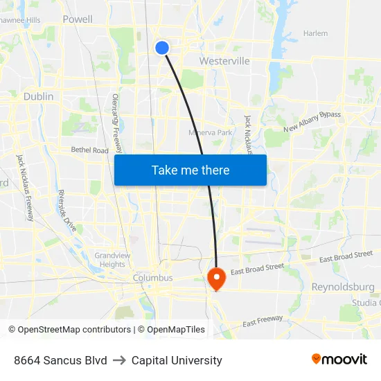 8664 Sancus Blvd to Capital University map