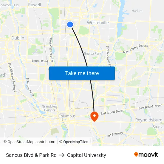 Sancus Blvd & Park Rd to Capital University map
