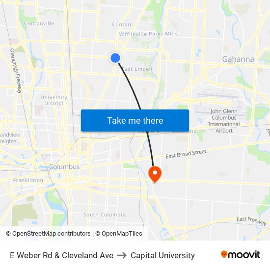 E Weber Rd & Cleveland Ave to Capital University map